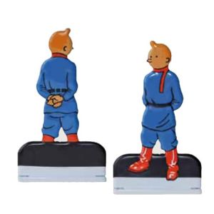 Figurine plomb Tintin ; Box 3 micro figurine - Lune